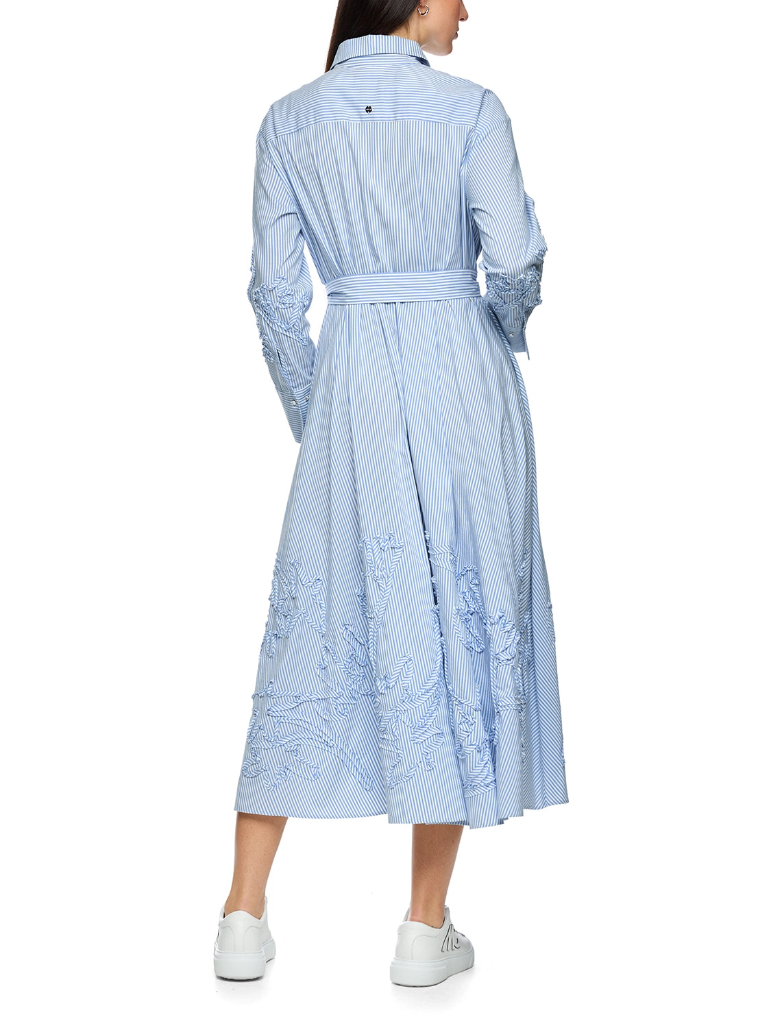 Marc Cain Striped midi dress with embroidery in Mgcl Blue AC 21.31 W59
