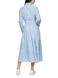 Marc Cain Striped midi dress with embroidery in Mgcl Blue AC 21.31 W59