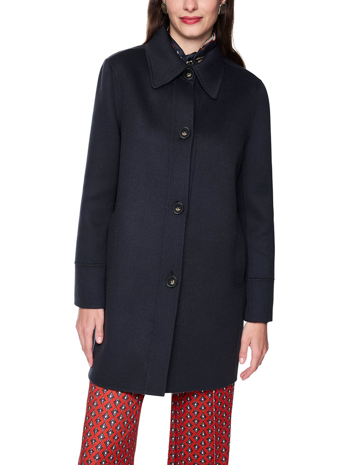 Marc Cain Wool coat with decorative stitching in Periscope AC 11.02 W33 - Pre Order June Delivery