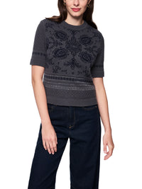Marc Cain Paisley jumper ‘Rethink Together’ in Periscope AC 41.02 M02 - Pre Order June Delivery