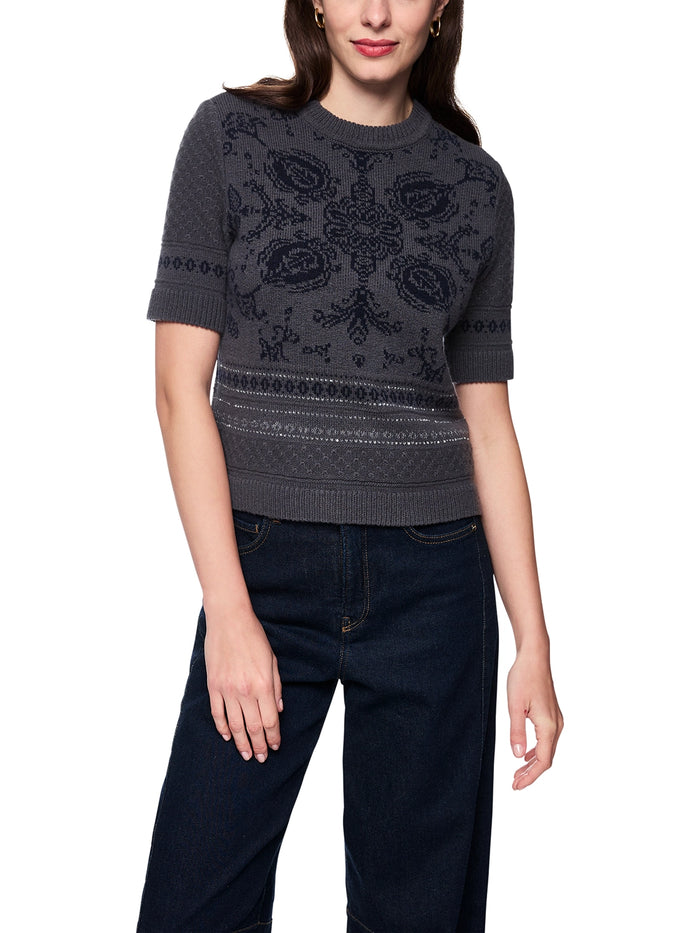 Marc Cain Paisley jumper ‘Rethink Together’ in Periscope AC 41.02 M02 - Pre Order June Delivery