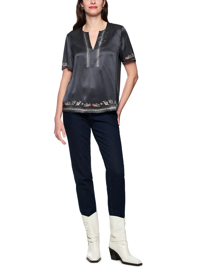 Marc Cain Blended materials blouse shirt in Periscope AC 55.04 J36 - Pre Order June Delivery