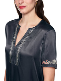 Marc Cain Blended materials blouse shirt in Periscope AC 55.04 J36 - Pre Order June Delivery