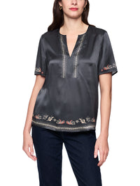 Marc Cain Blended materials blouse shirt in Periscope AC 55.04 J36 - Pre Order June Delivery