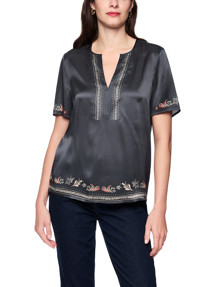 Marc Cain Blended materials blouse shirt in Periscope AC 55.04 J36 - Pre Order June Delivery