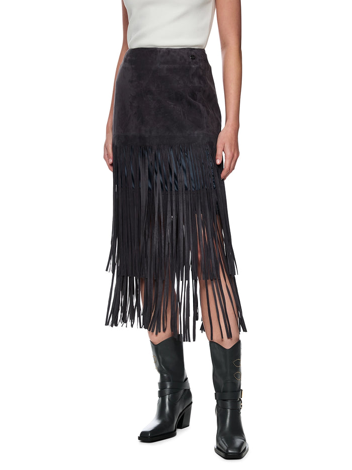 Marc Cain Midi leather skirt ‘Rethink Together’ in Periscope AC 71.15 L02 - Pre Order June Delivery