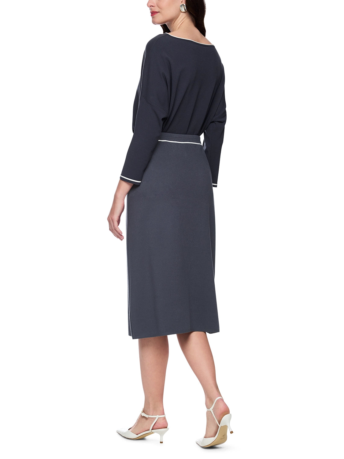 Marc Cain Rethink Together fine knit midi skirt in Periscope AC 71.19 M11 - Pre Order June Delivery