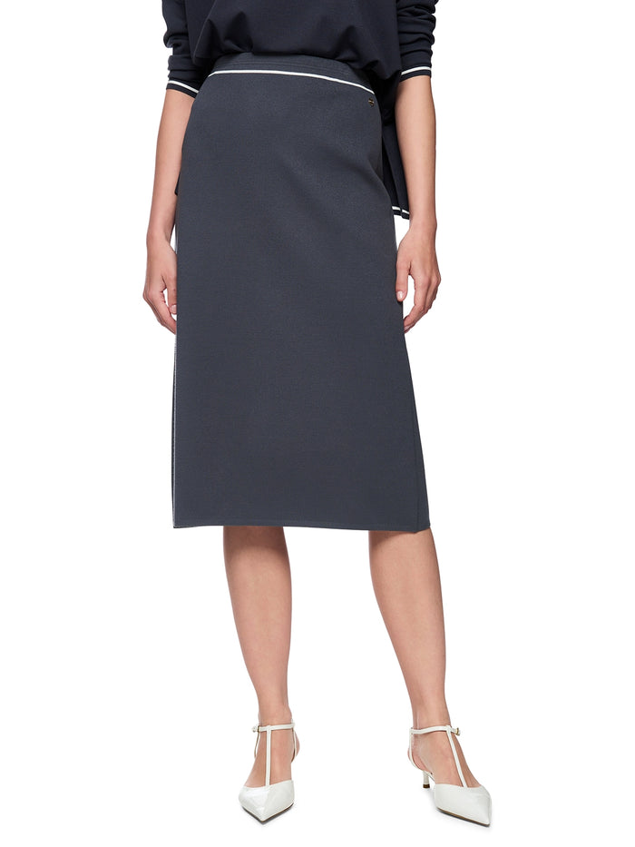 Marc Cain Rethink Together fine knit midi skirt in Periscope AC 71.19 M11 - Pre Order June Delivery