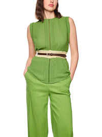 Marc Cain Top with lace and pintucks in Grd Green AC 61.15 W30