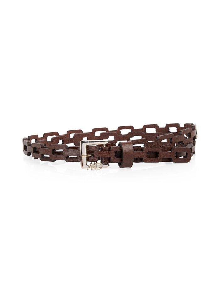Marc Cain Leather belt in chain-link look in Moro AC G1.13 L49