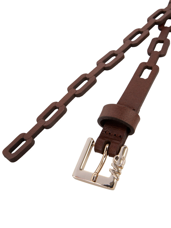 Marc Cain Leather belt in chain-link look in Moro AC G1.13 L49