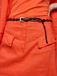 Marc Cain Leather belt in chain-link look in Moro AC G1.13 L49