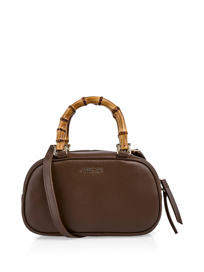 Marc Cain Mini leather bowling bag in Dark Wood AC TJ.03 L31