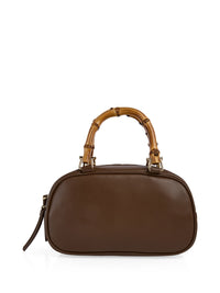 Marc Cain Mini leather bowling bag in Dark Wood AC TJ.03 L31