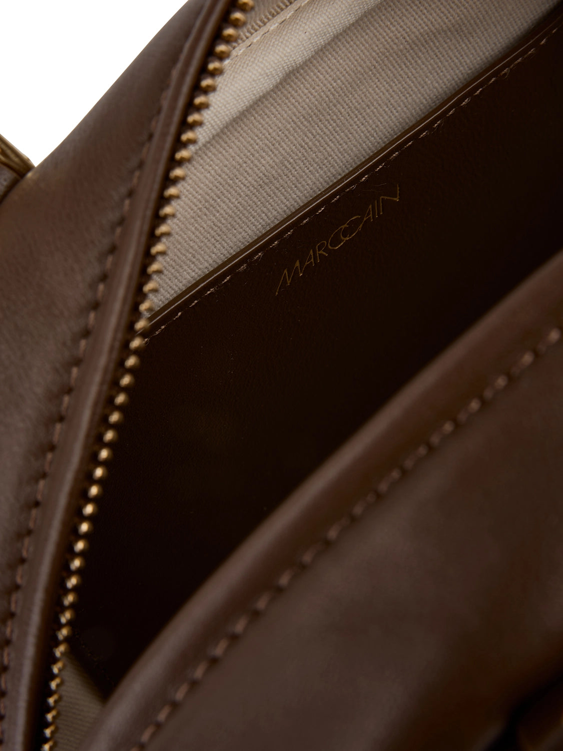 Marc Cain Mini leather bowling bag in Dark Wood AC TJ.03 L31