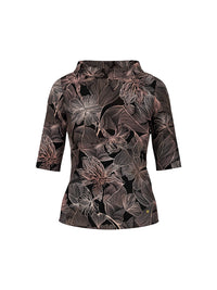 Marc Cain Half-sleeved shirt with floral print in Black AC 48.45 J12 - Pre Order June Delivery