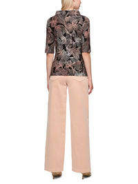 Marc Cain Half-sleeved shirt with floral print in Black AC 48.45 J12 - Pre Order June Delivery