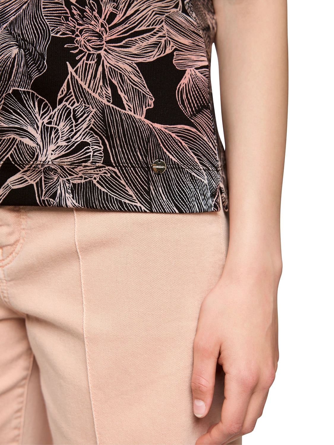 Marc Cain Half-sleeved shirt with floral print in Black AC 48.45 J12 - Pre Order June Delivery