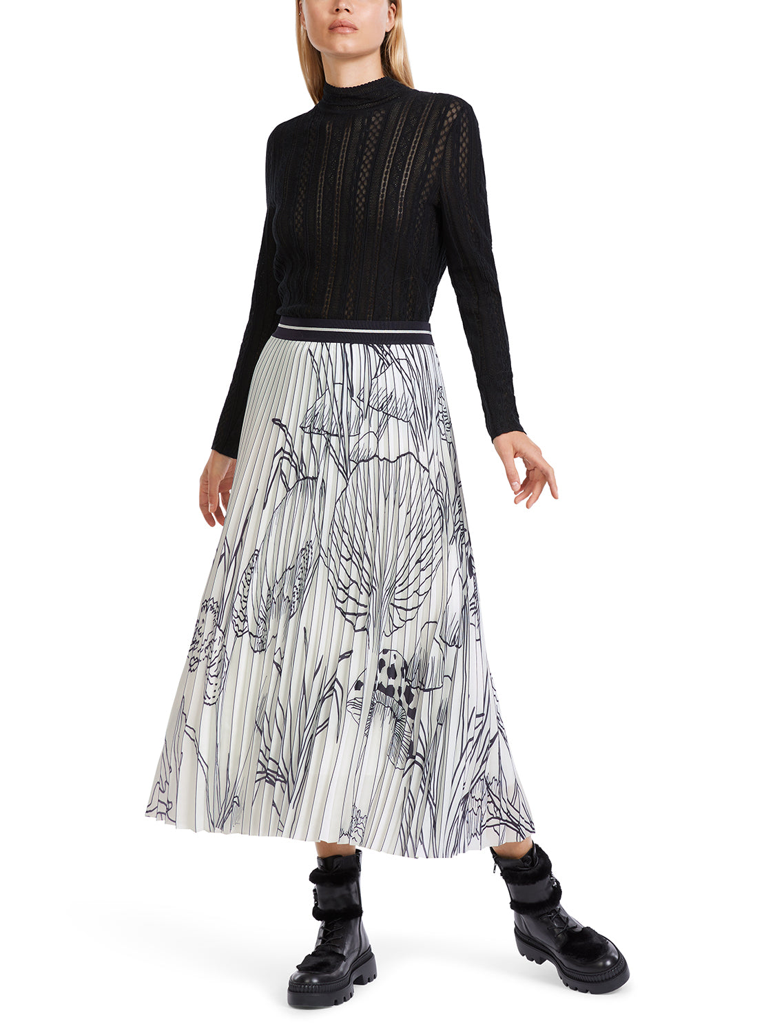 MarcCain Pleated "Rethink Together" Print Skirt VC 71.20 W76