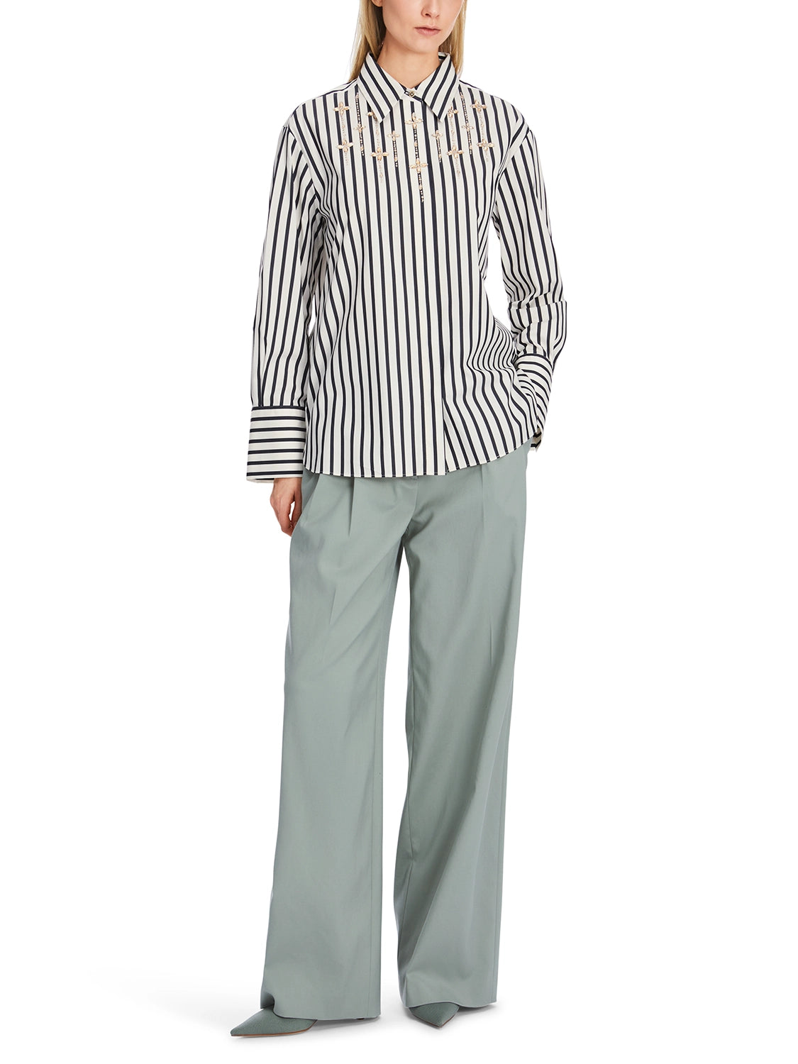 MarcCain Striped blouse with rhinestones XC 51.13 W28