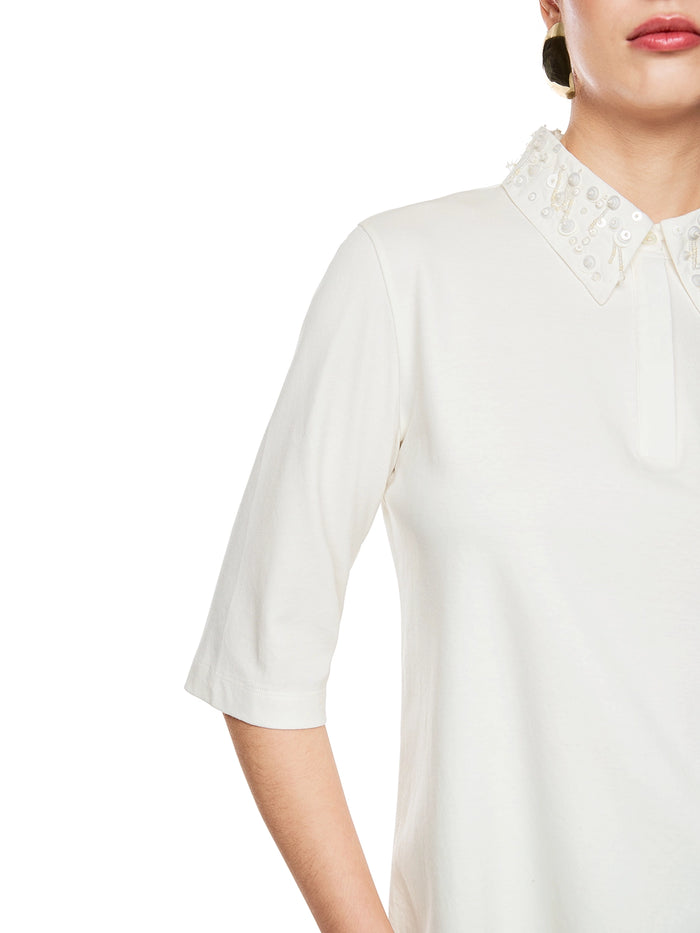 Marc Cain Polo shirt with decorative pearls ZC 53.01 J57 - Pre-Order November Delivery