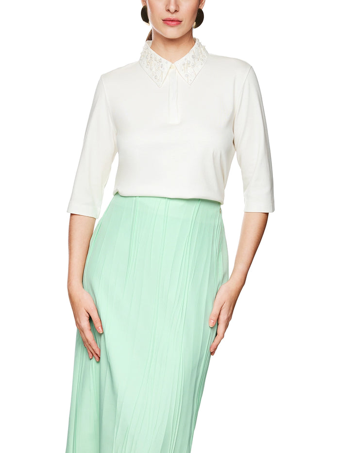 Marc Cain Polo shirt with decorative pearls ZC 53.01 J57 - Pre-Order November Delivery