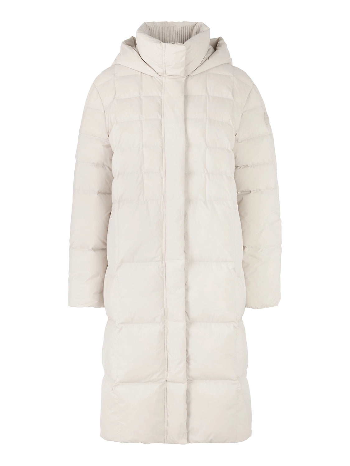 Marc Cain Quilted down coat with hood in Smoke ZC 11.13 W68