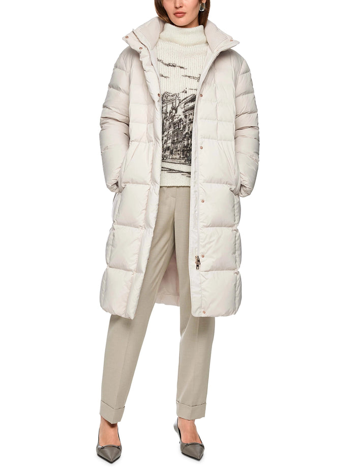 Marc Cain Quilted down coat with hood in Smoke ZC 11.13 W68