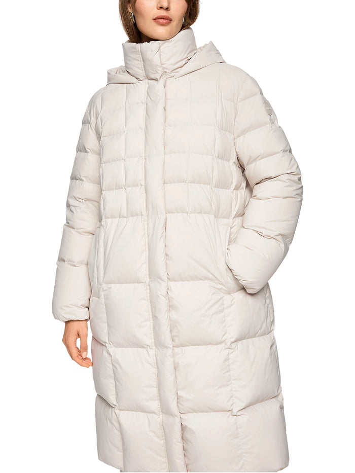 Marc Cain Quilted down coat with hood in Smoke ZC 11.13 W68