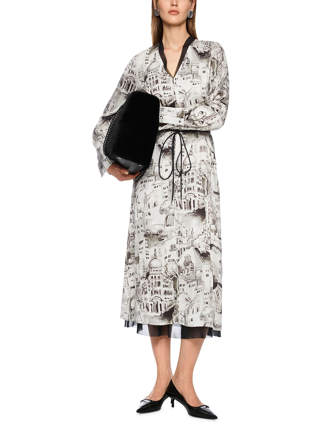 Marc Cain Printed dress in viscose in Smoke ZC 21.27 W75