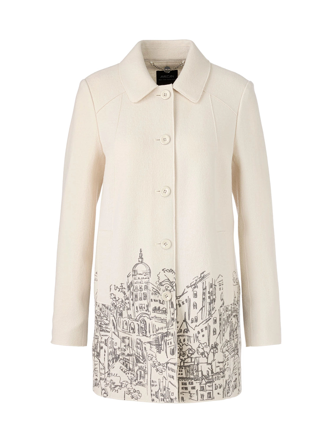 Marc Cain Knitted in Germany boiled wool coat in Smoke ZC 31.11 J29