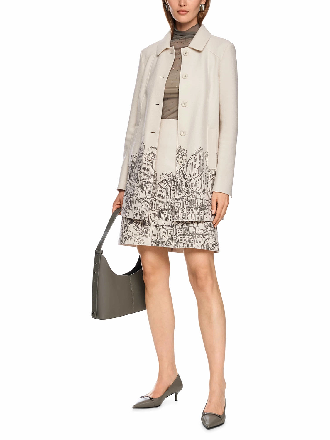 Marc Cain Knitted in Germany boiled wool coat in Smoke ZC 31.11 J29