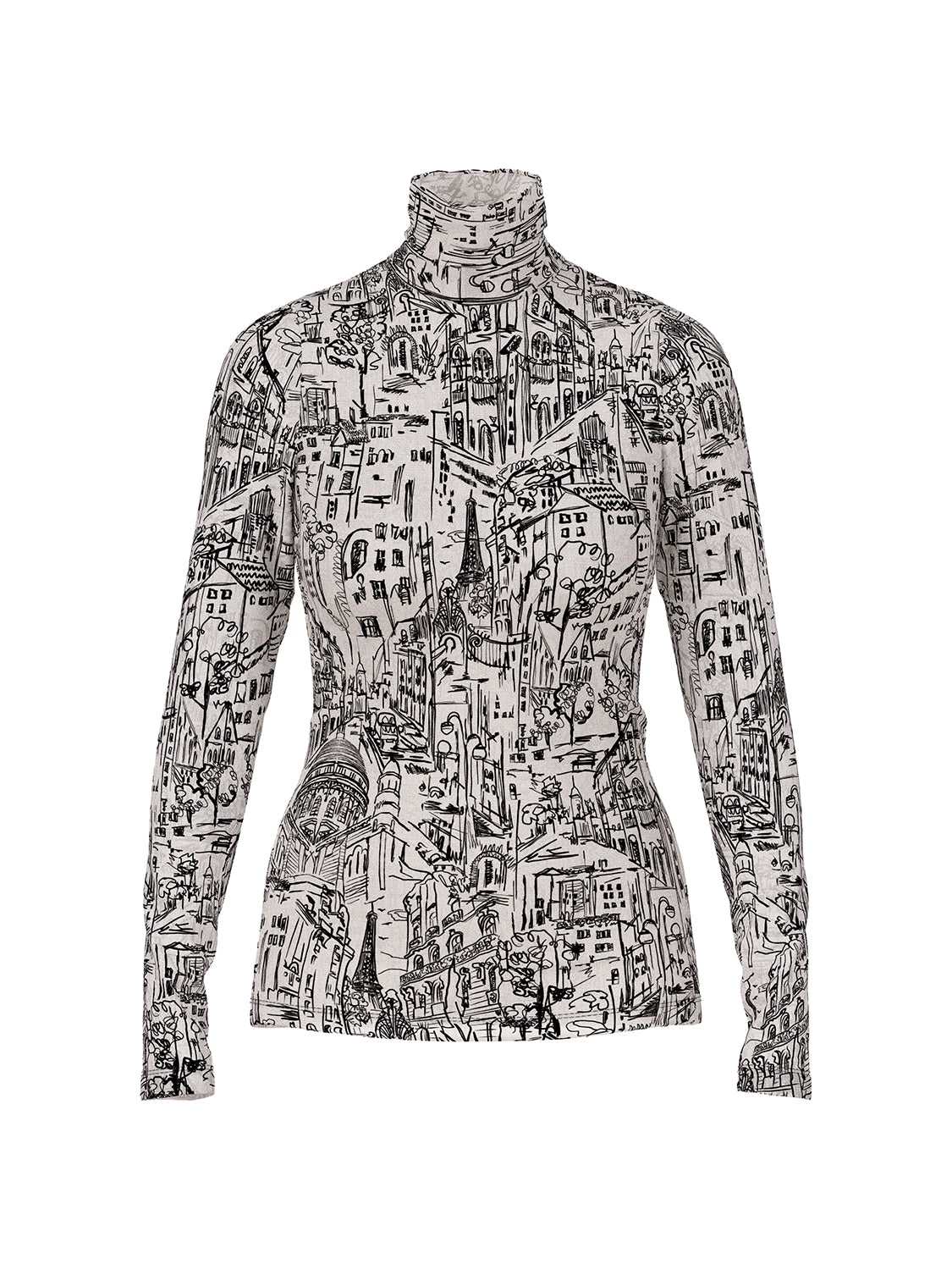 Marc Cain Long-sleeved top with CITY motif in Smoke ZC 48.12 J41