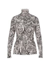 Marc Cain Long-sleeved top with CITY motif in Smoke ZC 48.12 J41
