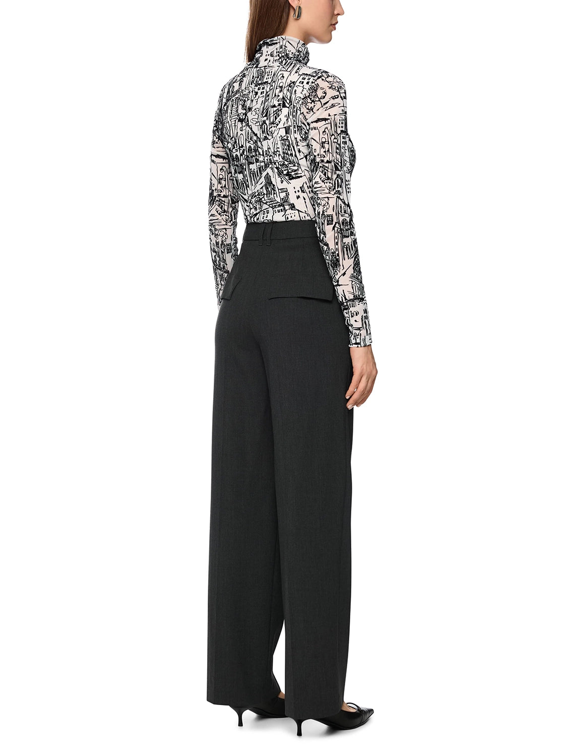 Marc Cain Long-sleeved top with CITY motif in Smoke ZC 48.12 J41