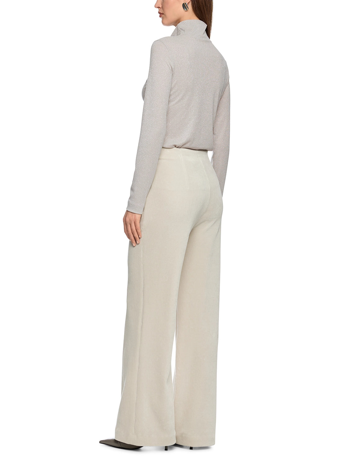 Marc Cain Slim-fit lurex long-sleeved top in Smoke ZC 48.28 J34