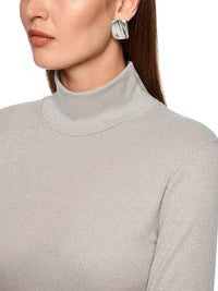 Marc Cain Slim-fit lurex long-sleeved top in Smoke ZC 48.28 J34