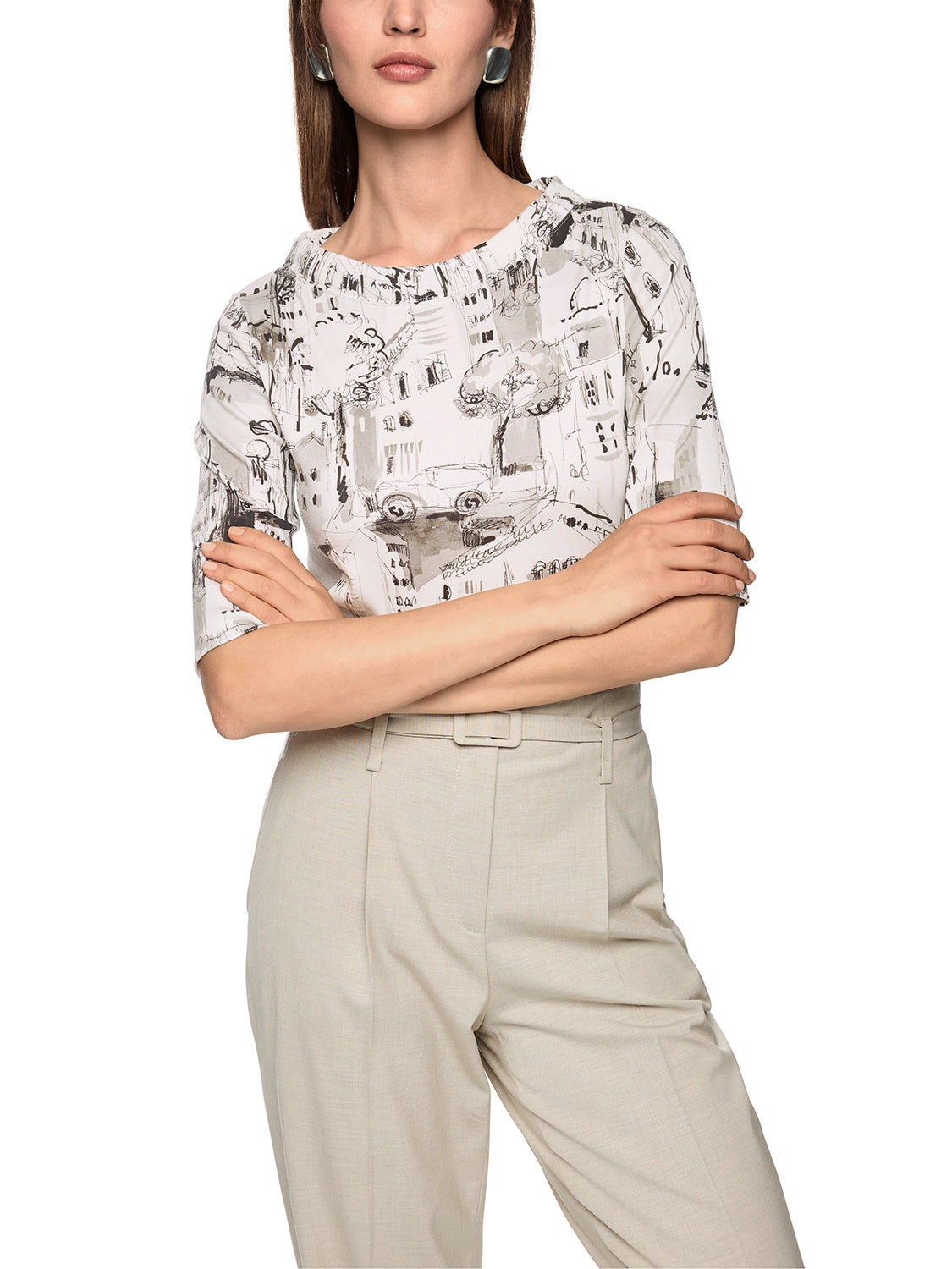 Marc Cain Shirt with CITY motif in Smoke ZC 48.45 J37