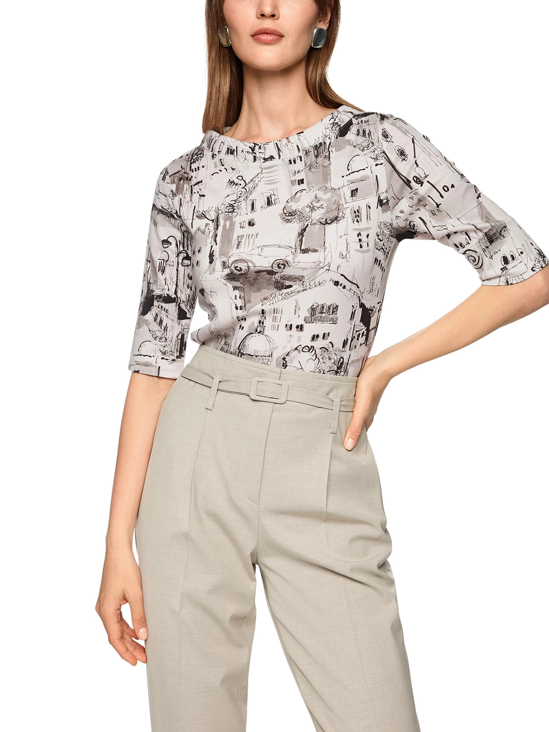 Marc Cain Shirt with CITY motif in Smoke ZC 48.45 J37