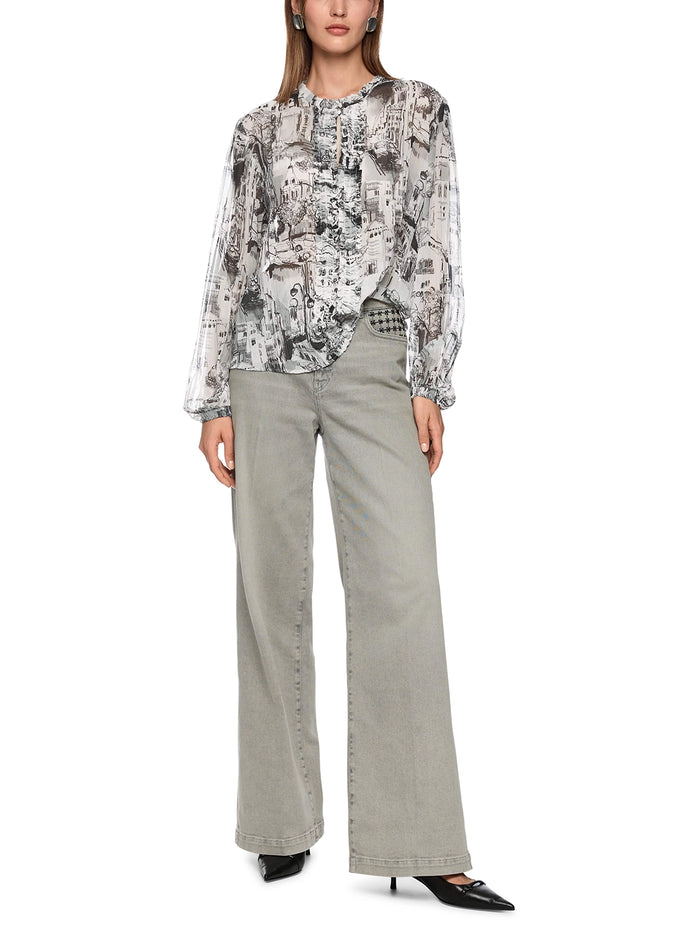 Marc Cain CITY blouse made from recycled material in Smoke ZC 51.22 W74