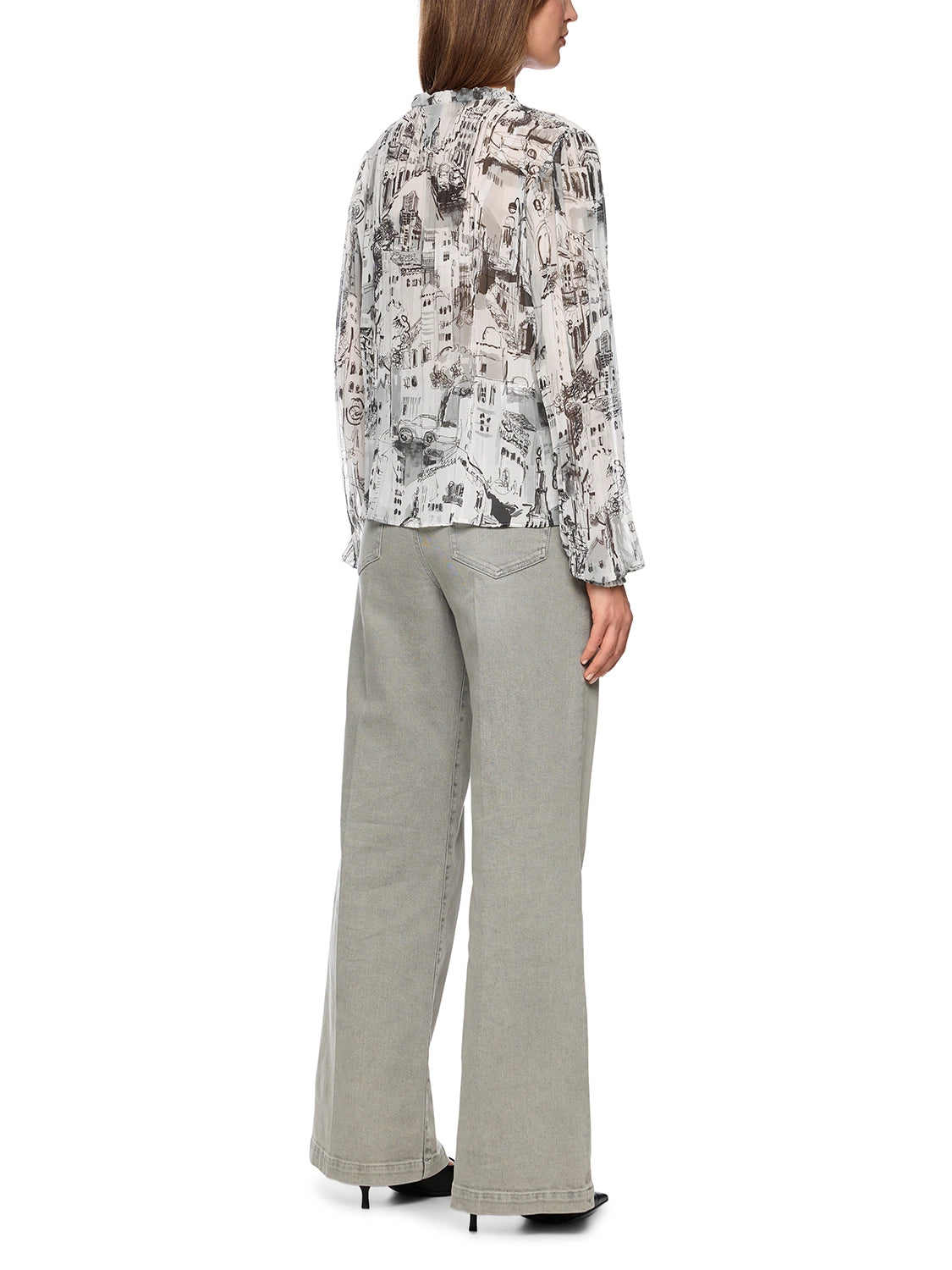 Marc Cain CITY blouse made from recycled material in Smoke ZC 51.22 W74