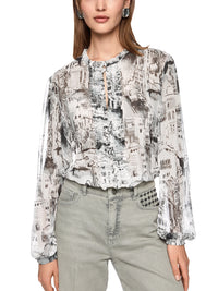 Marc Cain CITY blouse made from recycled material in Smoke ZC 51.22 W74