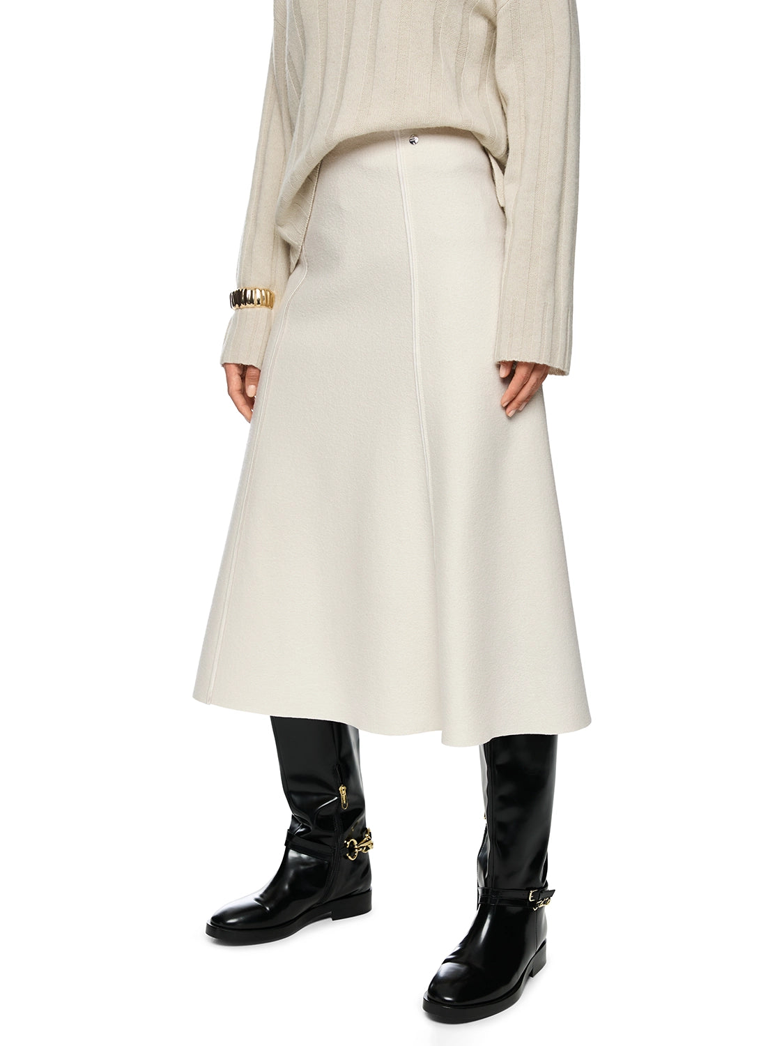 Marc Cain Knitted in Germany boiled wool skirt in Smoke ZC 71.19 J30