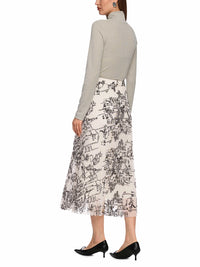 Marc Cain Pleated skirt with City motif in Smoke ZC 71.20 W84