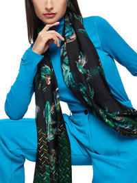 Marc Cain Silk scarf with print mix in Dark Jade Green ZC B4.15 Z44