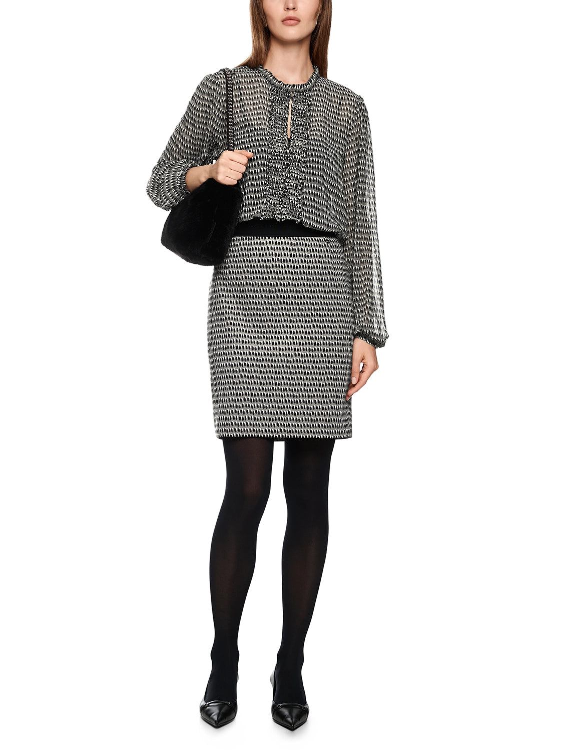 Marc Cain Semi-transparent blouse with ruffles ZC 51.22 W97