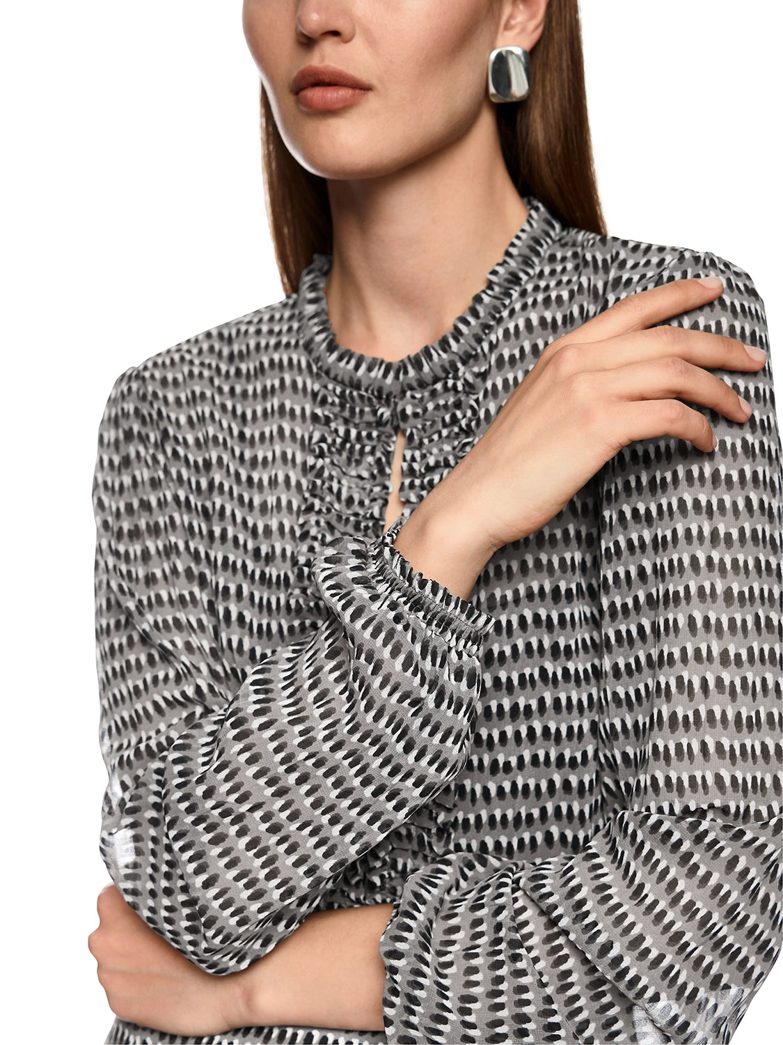 Marc Cain Semi-transparent blouse with ruffles ZC 51.22 W97