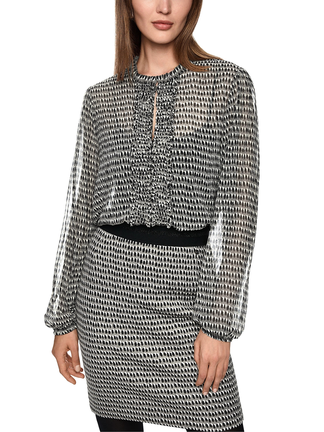 Marc Cain Semi-transparent blouse with ruffles ZC 51.22 W97