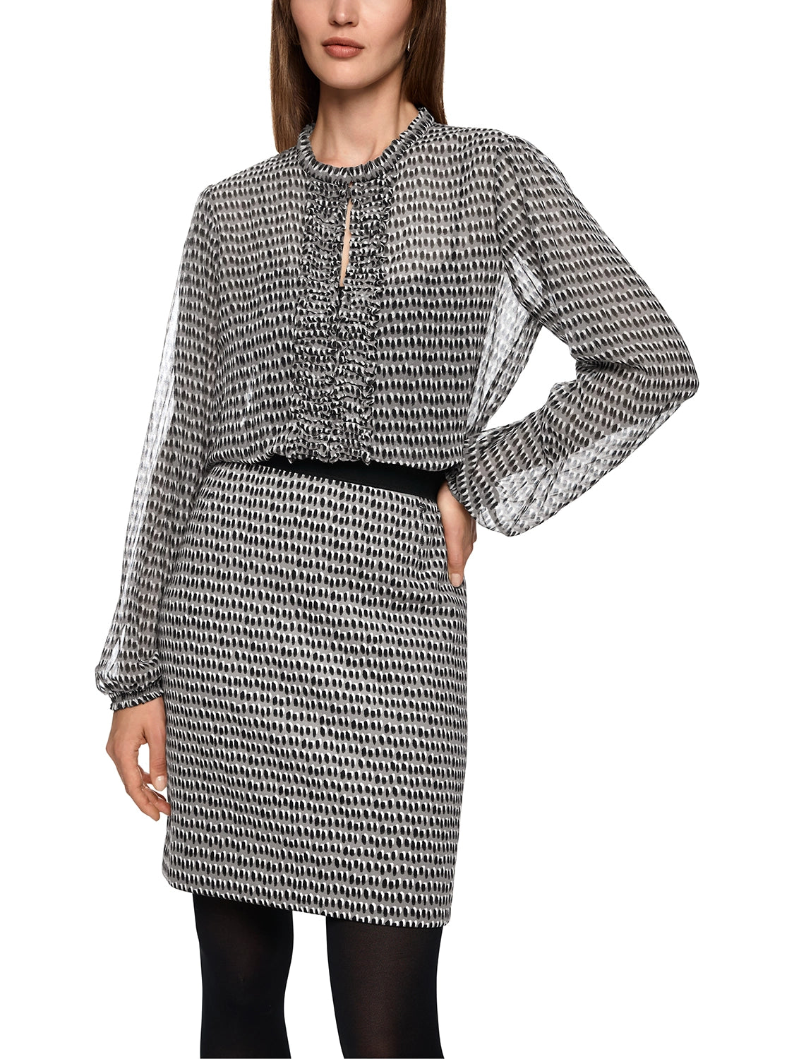 Marc Cain Semi-transparent blouse with ruffles ZC 51.22 W97