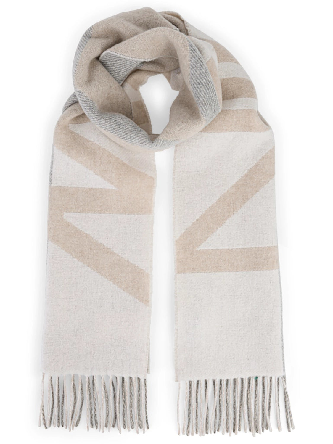 Marc Cain Scarf in wool blend with logo print in Soft Charcoal ZC B4.14 Z40